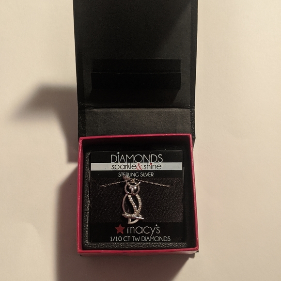 Macy's sparkle & shine silver and diamond necklace - Picture 2 of 4